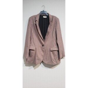 Marled Blazer Women’s XL Long length Houndstooth Double Breasted Red & White